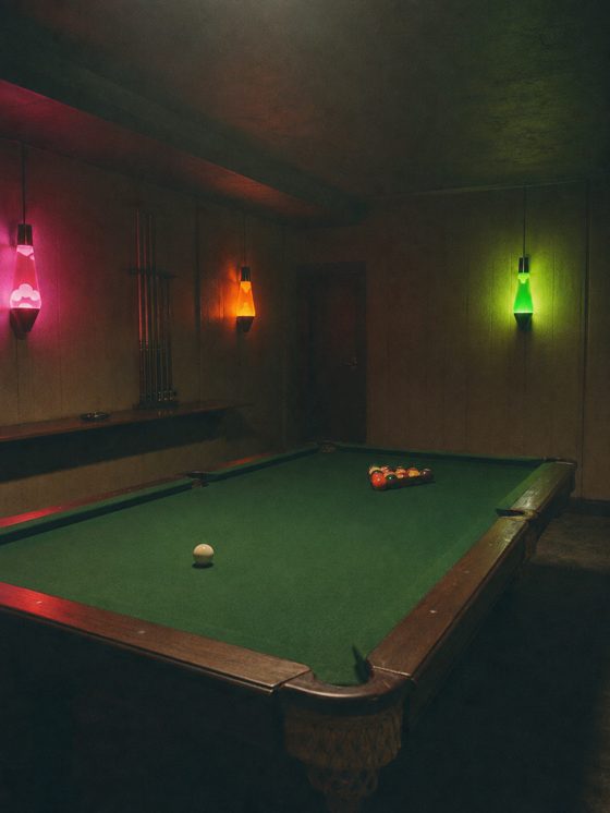 dim billiard room with lava lamps — aero brand world