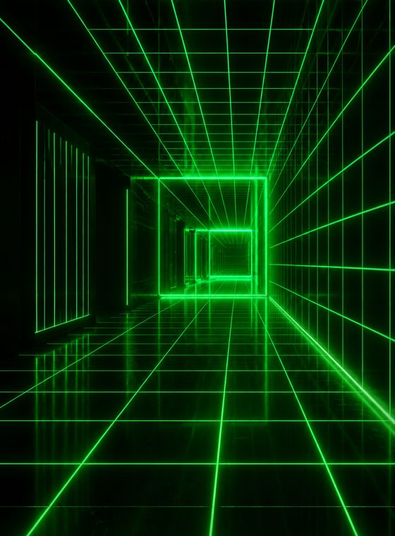 green laser grid corridor — aero brand world